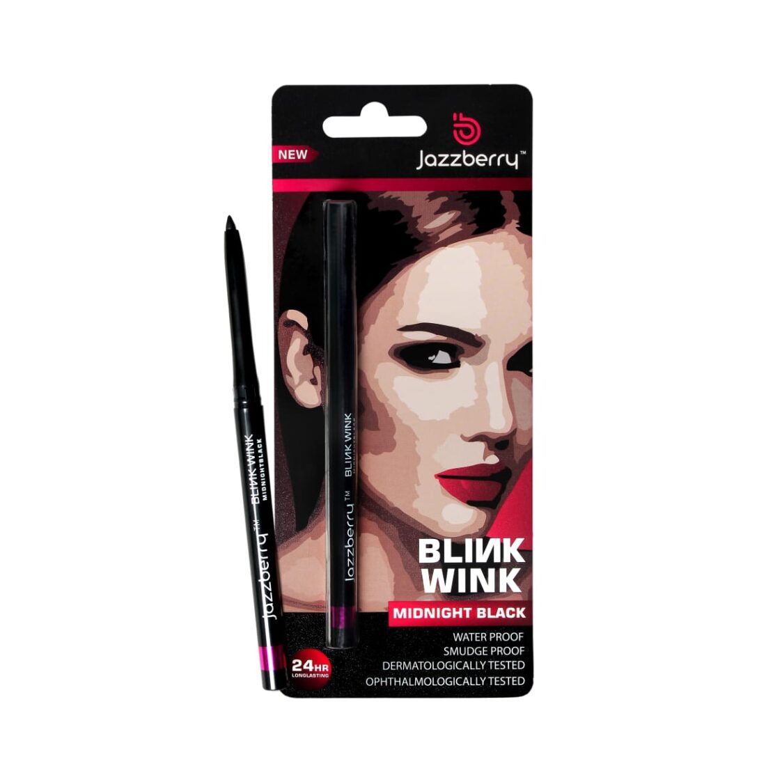Jazzberry Blinkwink Kajal | Smudge-proof Kajal Pencil | Long-lasting Black Kajal for Daily Use